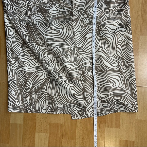 Open Edit Brown and Cream Patterned Trench Coat Lagenlook Artsy - Picture 12 of 12